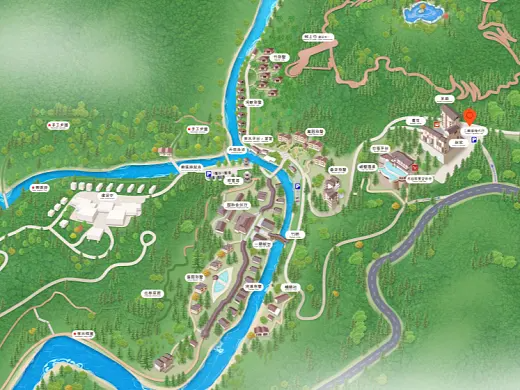 岭口镇结合景区手绘地图智慧导览和720全景技术，可以让景区更加“动”起来，为游客提供更加身临其境的导览体验。